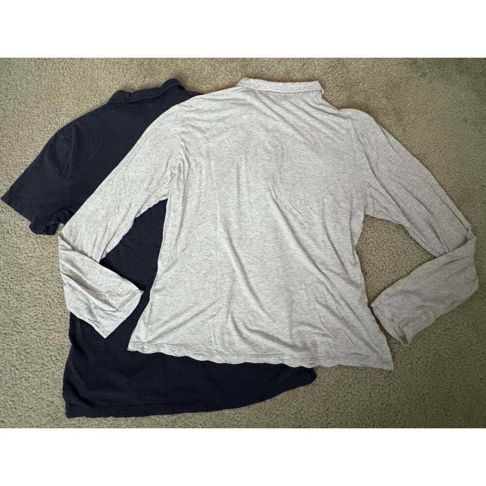 James Perse Shirt Lot of 2 Size 3 Gray Long Sleeve Blue Polo USA Made Cotton - Picture 2 of 12